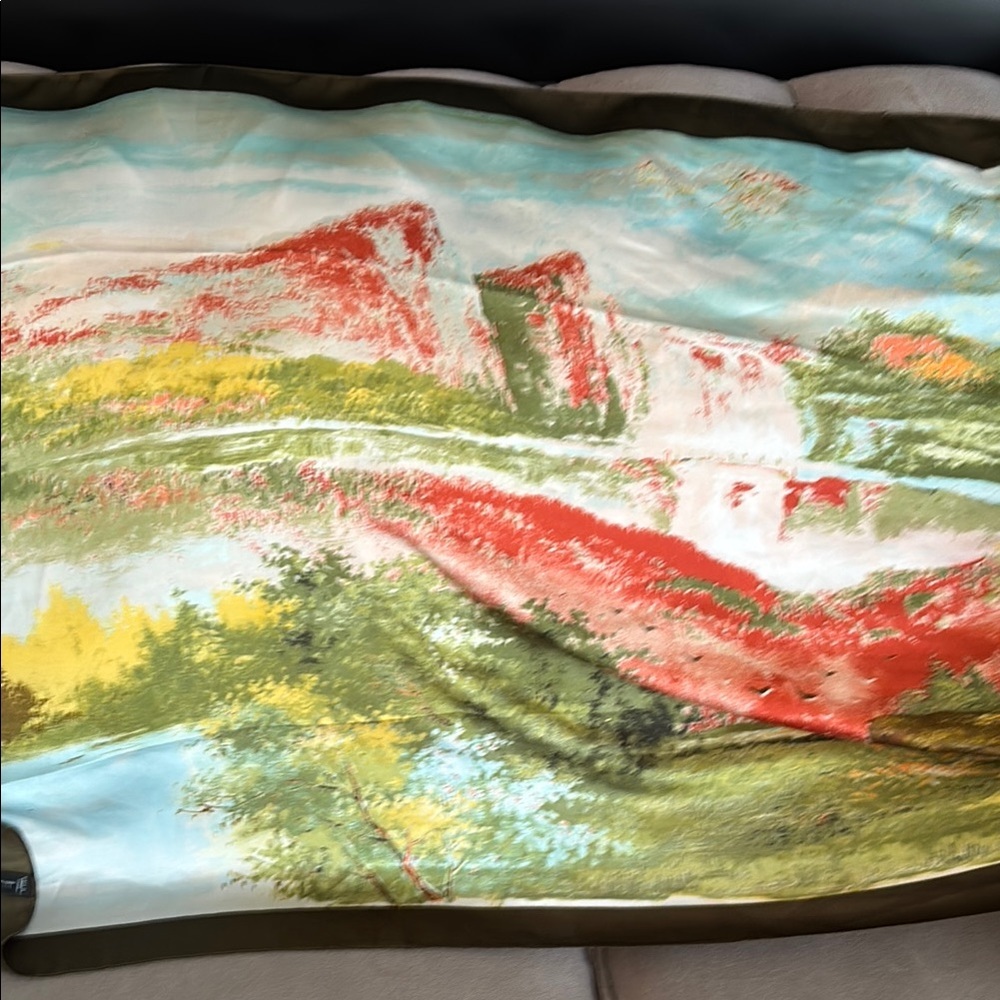 Scenic Print 100% Silk Scarf Wrap